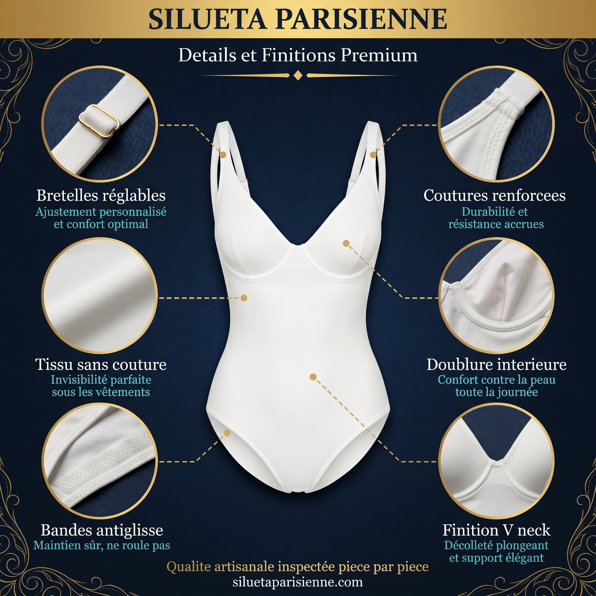 Combinaison sculptante boutonée - profil silhouette - Silueta Parisienne