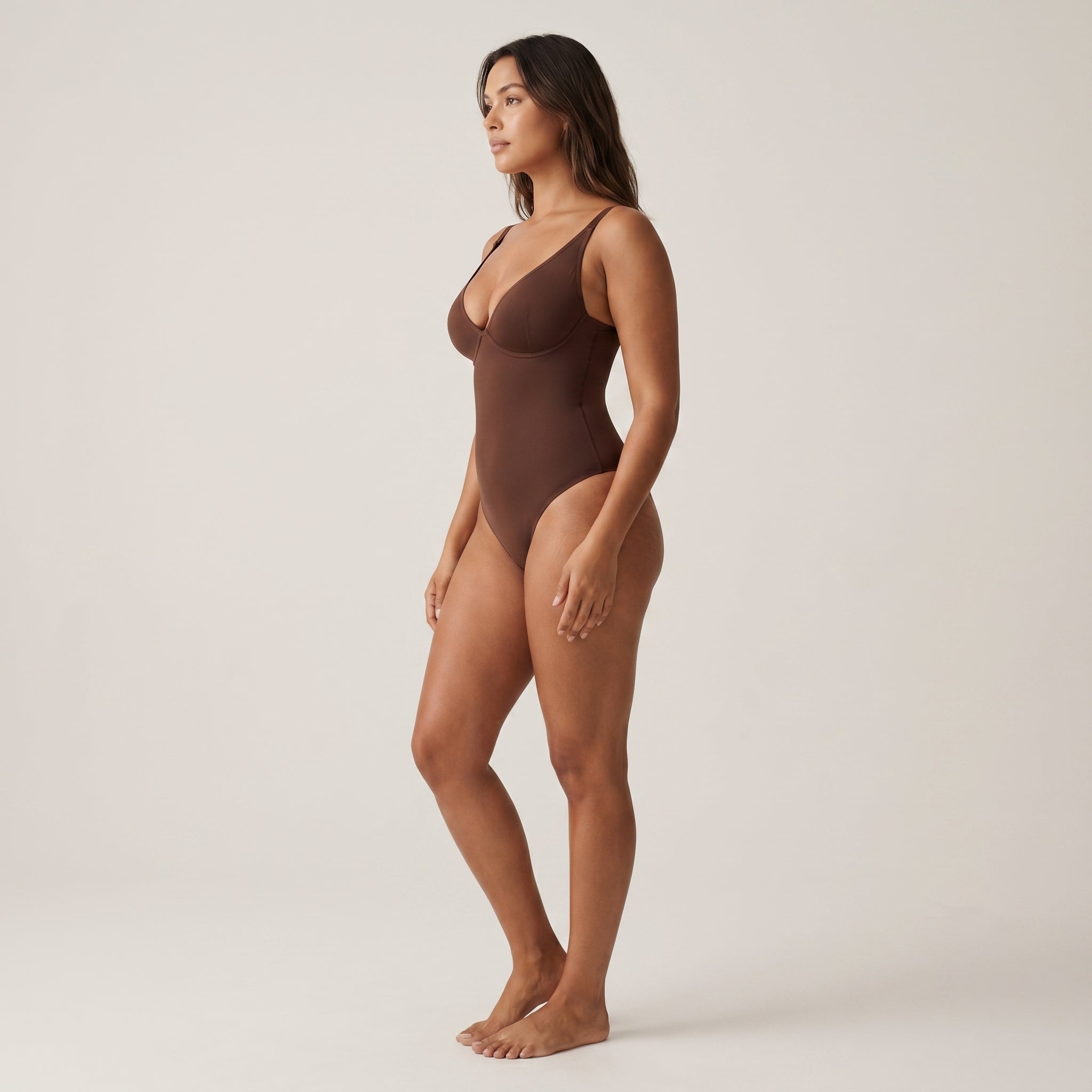 Body sculptant intégral marron - profil silhouette - Silueta Parisienne