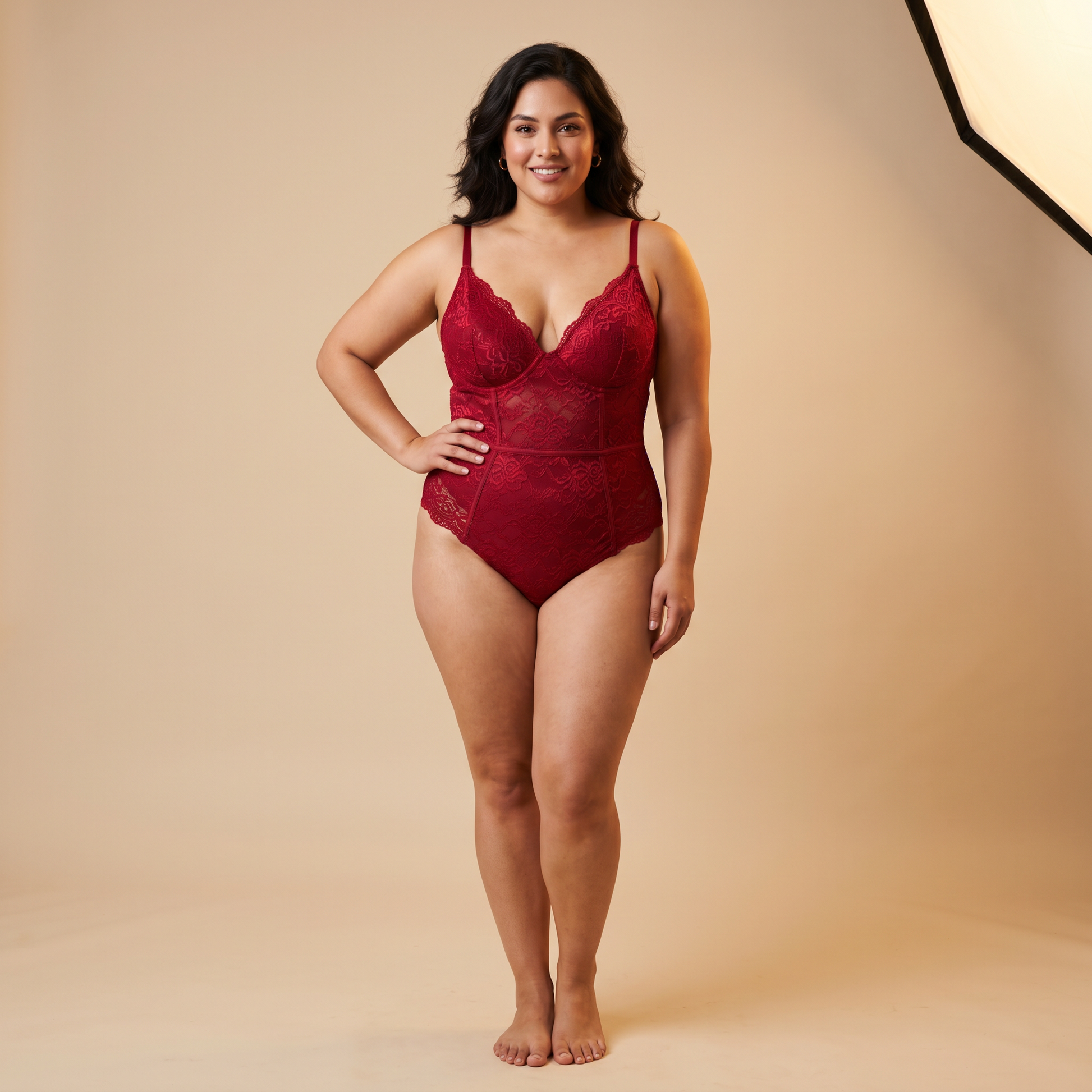Body dentelle gainant coloris rouge - lingerie sculptante élégante gainante - Silueta Parisienne