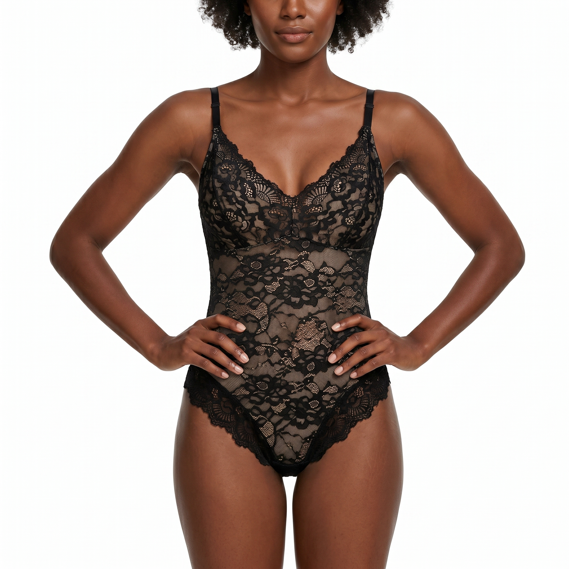 Body dentelle gainant coloris marron café - lingerie sculptante gainante femme - Silueta Parisienne