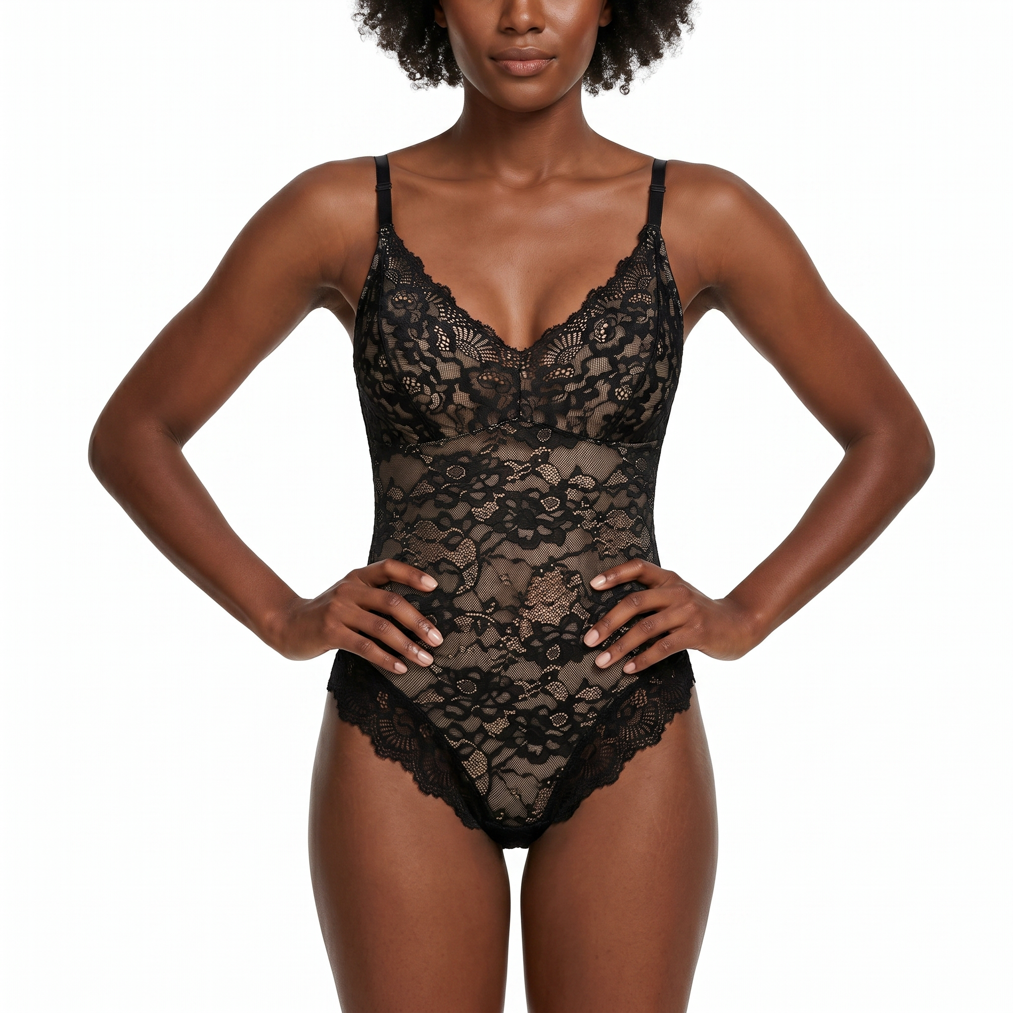 Body dentelle gainant coloris marron café - lingerie sculptante gainante femme - Silueta Parisienne