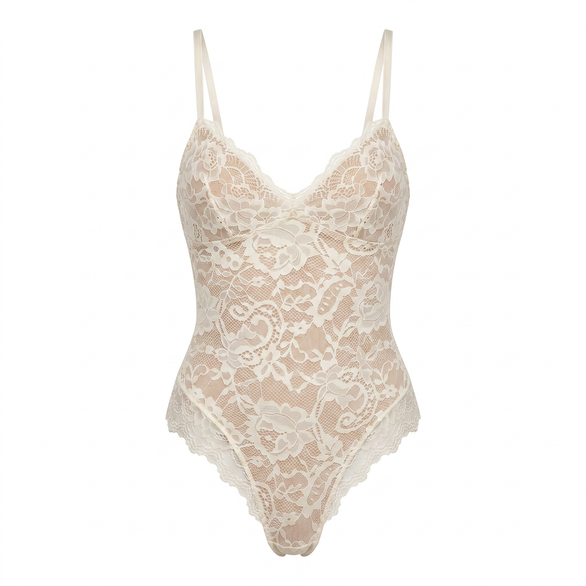Body dentelle gainant blanc - vue hero produit - lingerie sculptante ventre plat - Silueta Parisienne