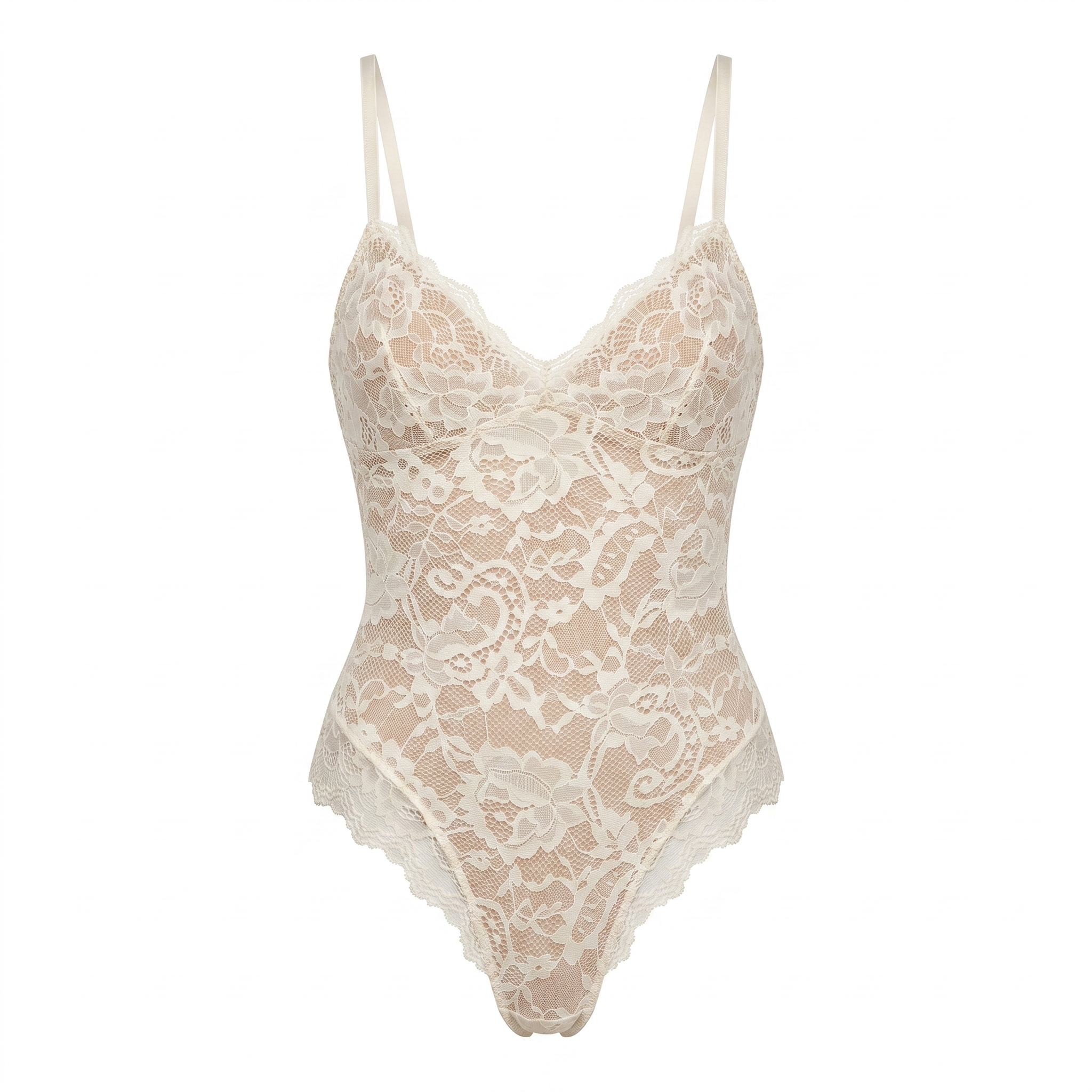 Body dentelle gainant blanc - vue hero produit - lingerie sculptante ventre plat - Silueta Parisienne