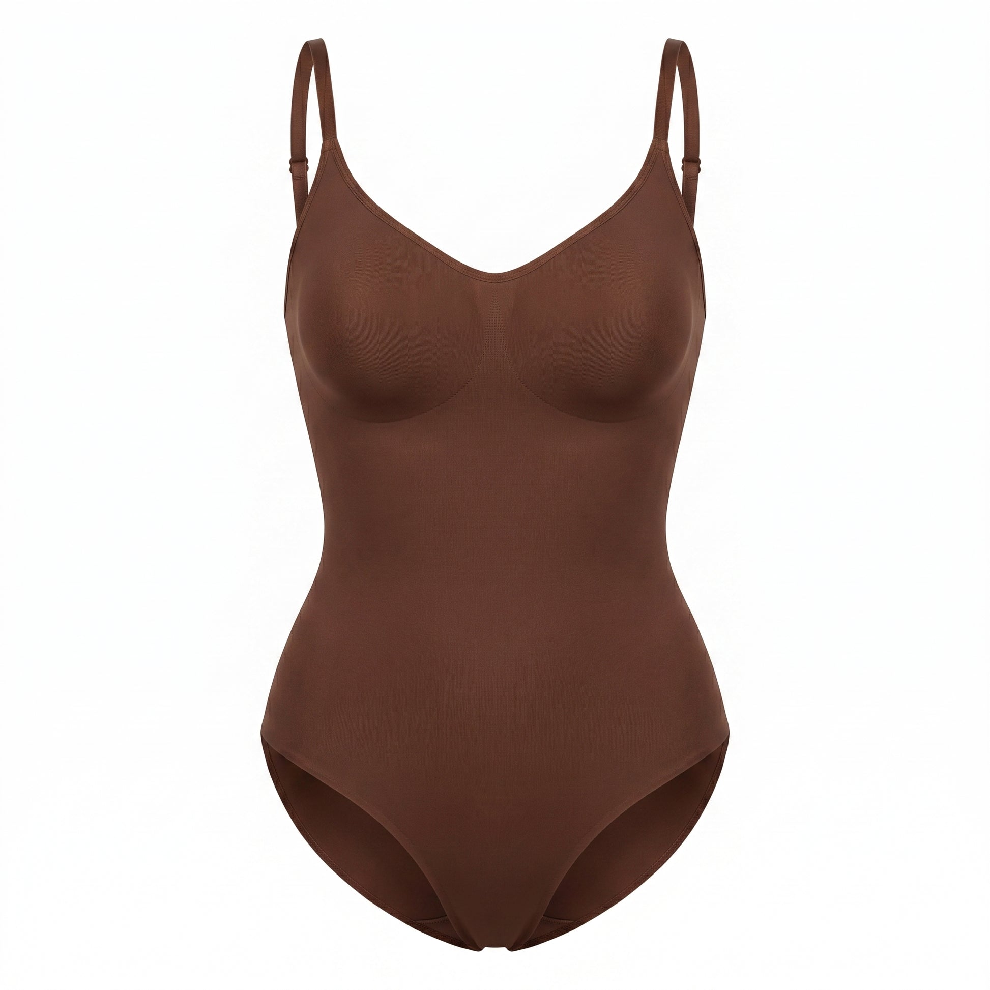 Gaine intégrale invisible seamless cacao - vue face complète - bords laser-cut - Silueta Parisienne