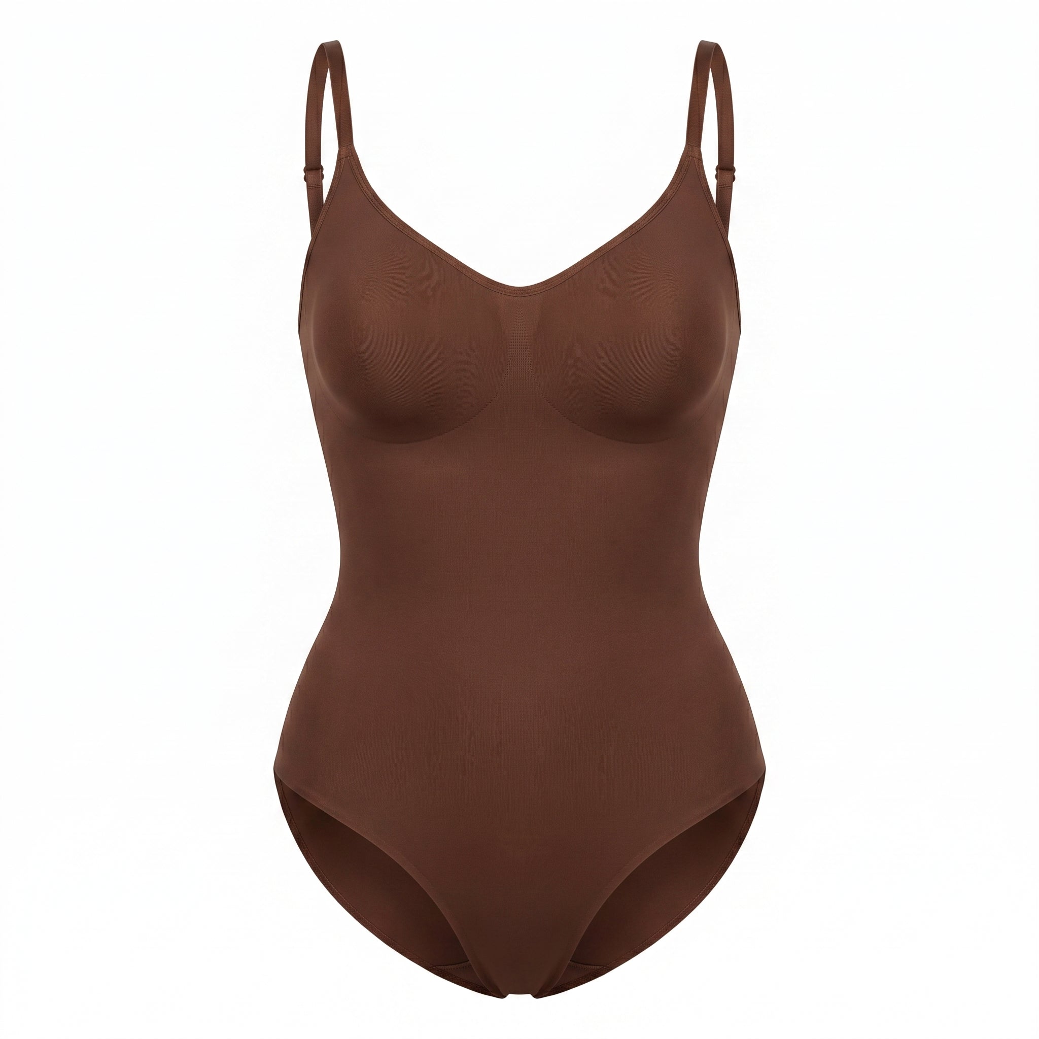 Gaine intégrale invisible seamless cacao - vue face complète - bords laser-cut - Silueta Parisienne