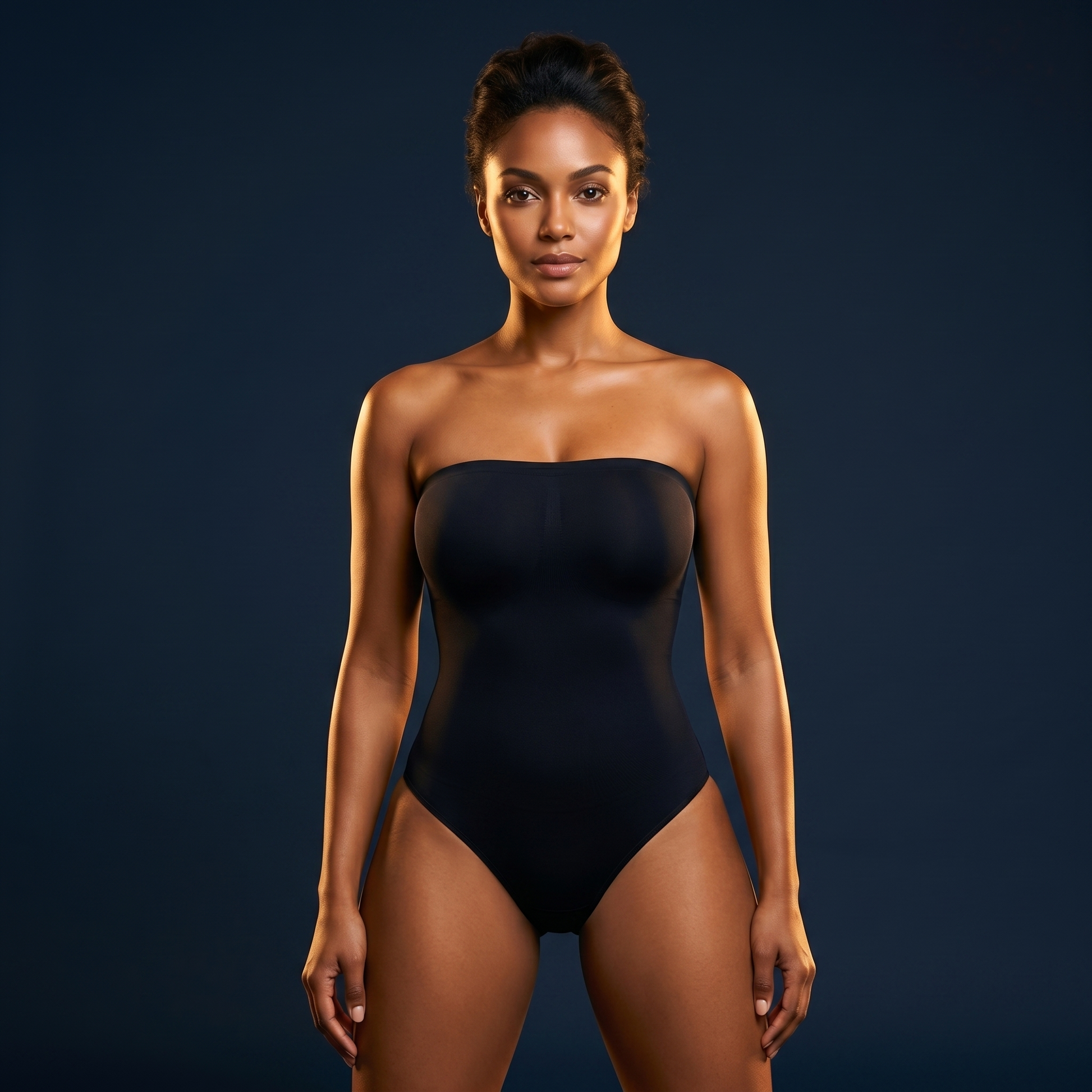 Combinaison gainante sans bretelles - image campagne luxe internationale - Silueta Parisienne