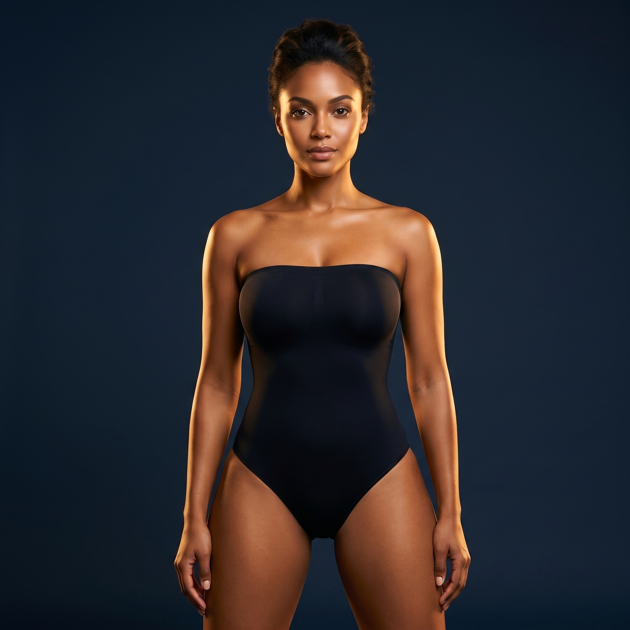 Combinaison gainante sans bretelles - image campagne luxe internationale - Silueta Parisienne