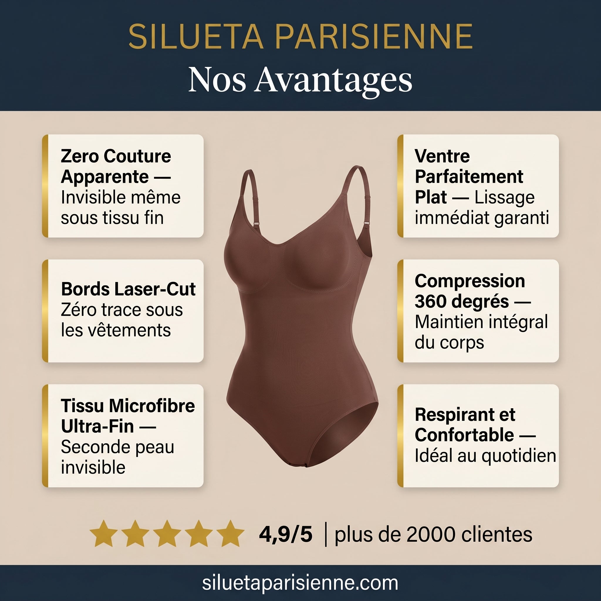Gaine Intégrale Zéro Défaut - nos avantages zéro couture bords laser-cut microfibre - Silueta Parisienne