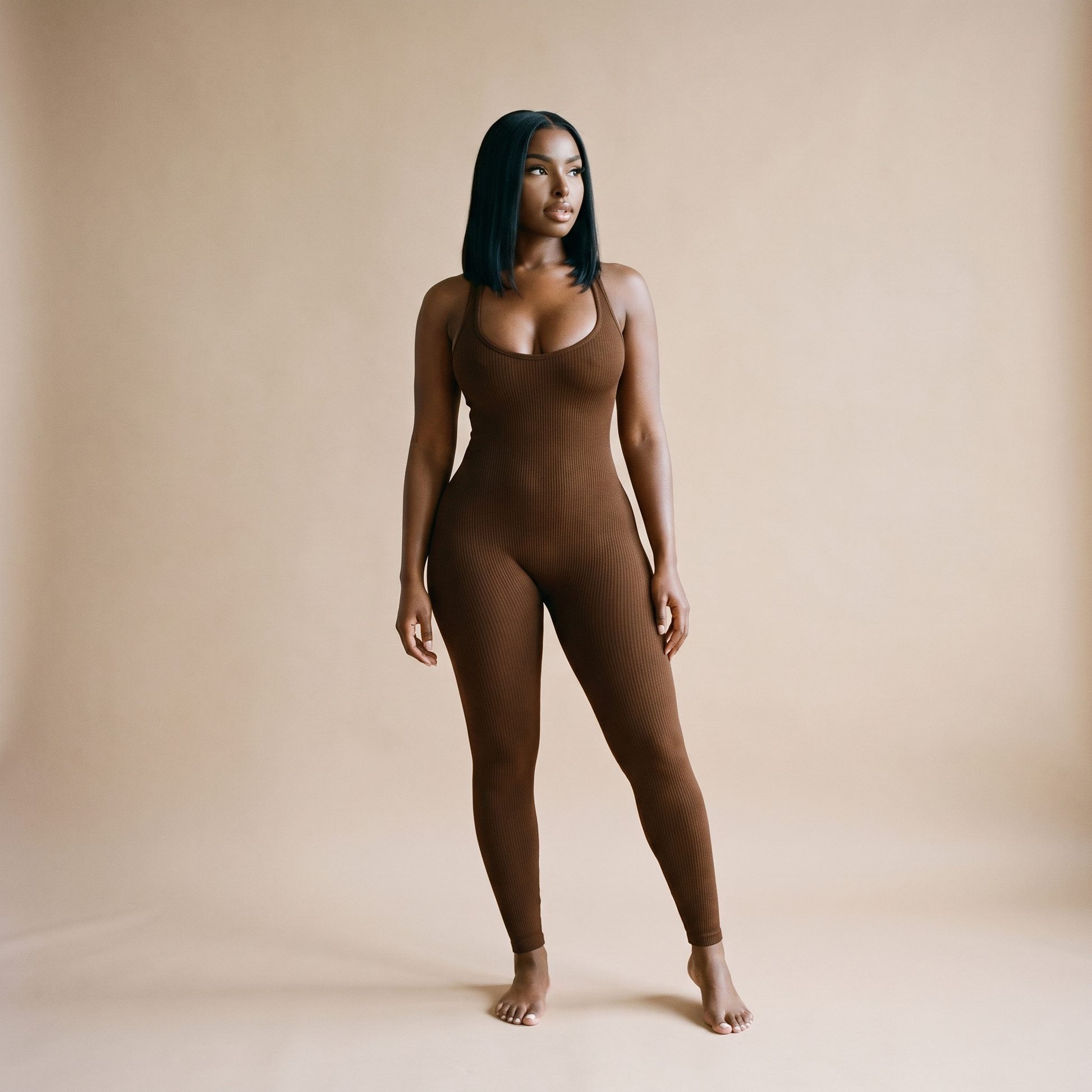 Combinaison Sculpt Élégance - photo ultraréaliste mannequin face - body gainant sportif - Silueta Parisienne