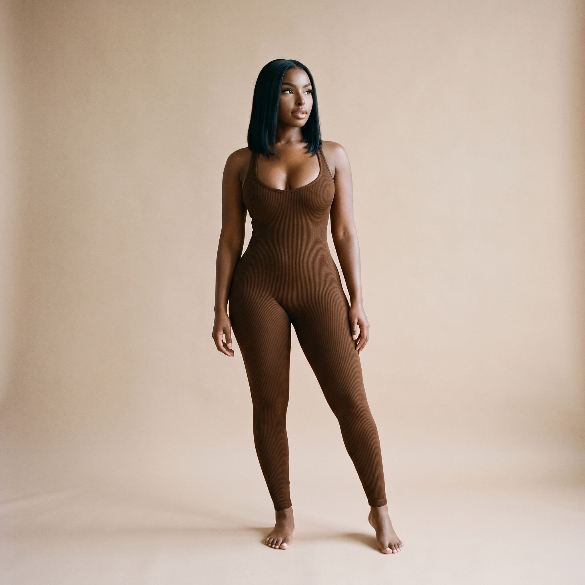 Combinaison Sculpt Élégance - photo ultraréaliste mannequin face - body gainant sportif - Silueta Parisienne