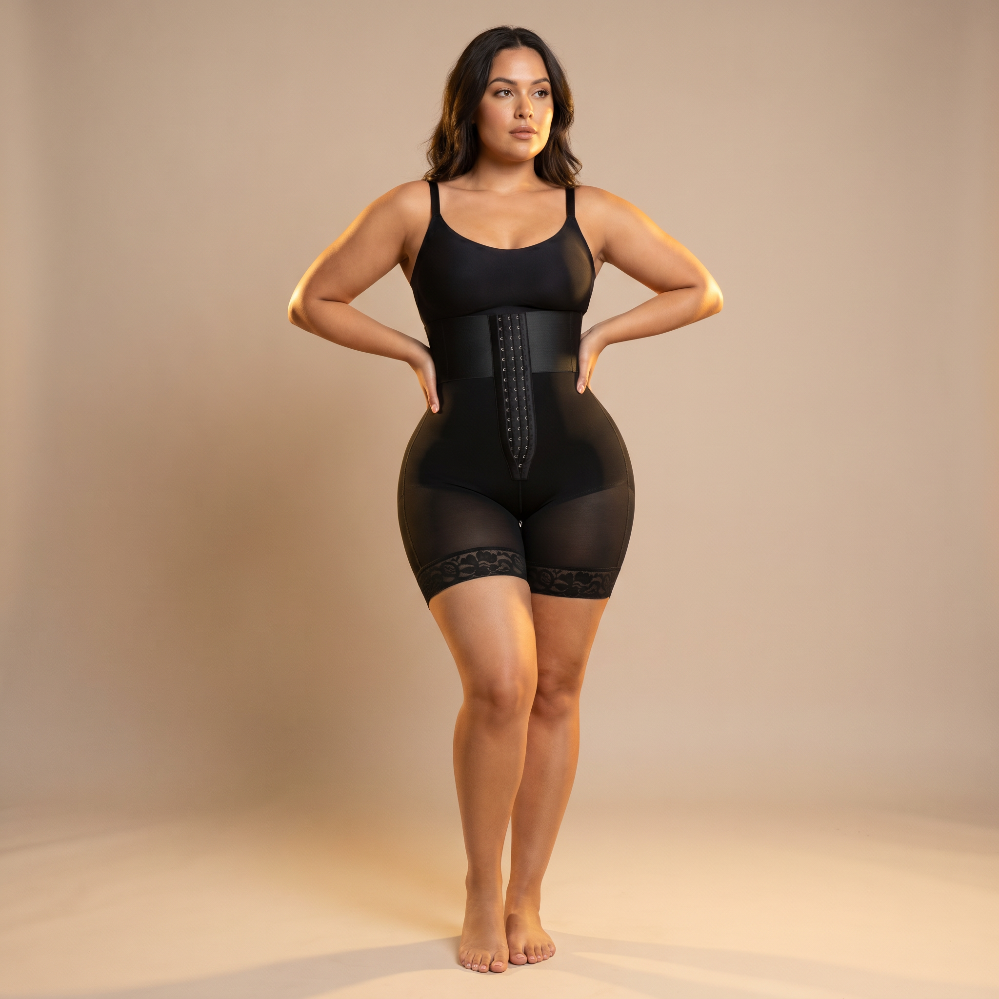 Ceinture Gainante Waist Trainer - photo ultraréaliste mannequin porté - taille sculptée - Silueta Parisienne