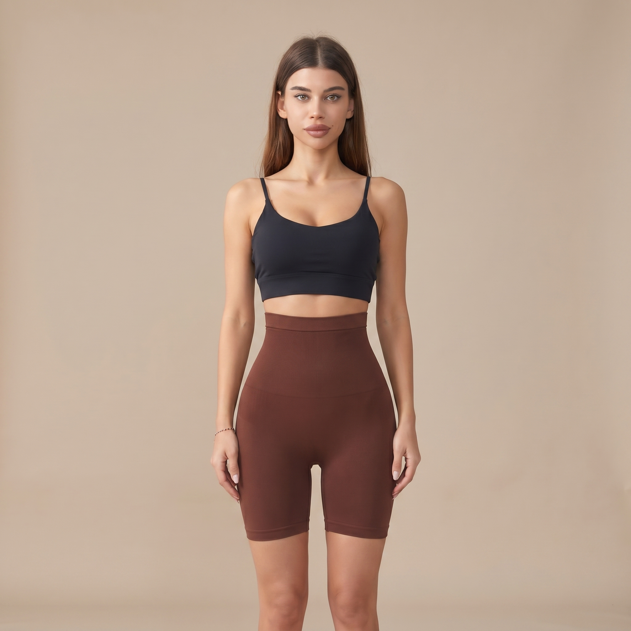 Short Gainant Taille Haute - photo ultraréaliste mannequin - short sculpté taille haute - Silueta Parisienne
