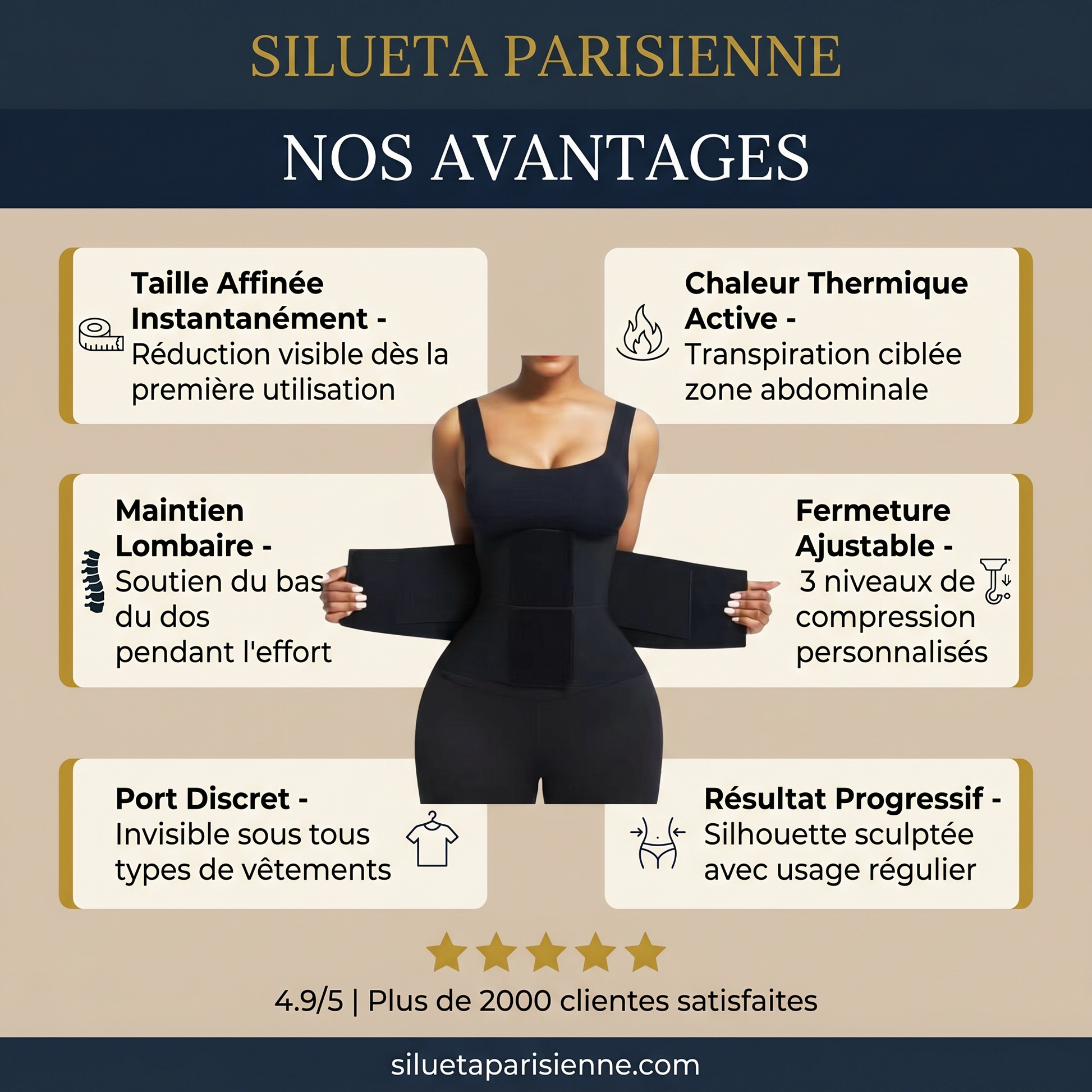 Ceinture Gainante Waist Trainer - nos avantages taille affinée chaleur thermique - Silueta Parisienne