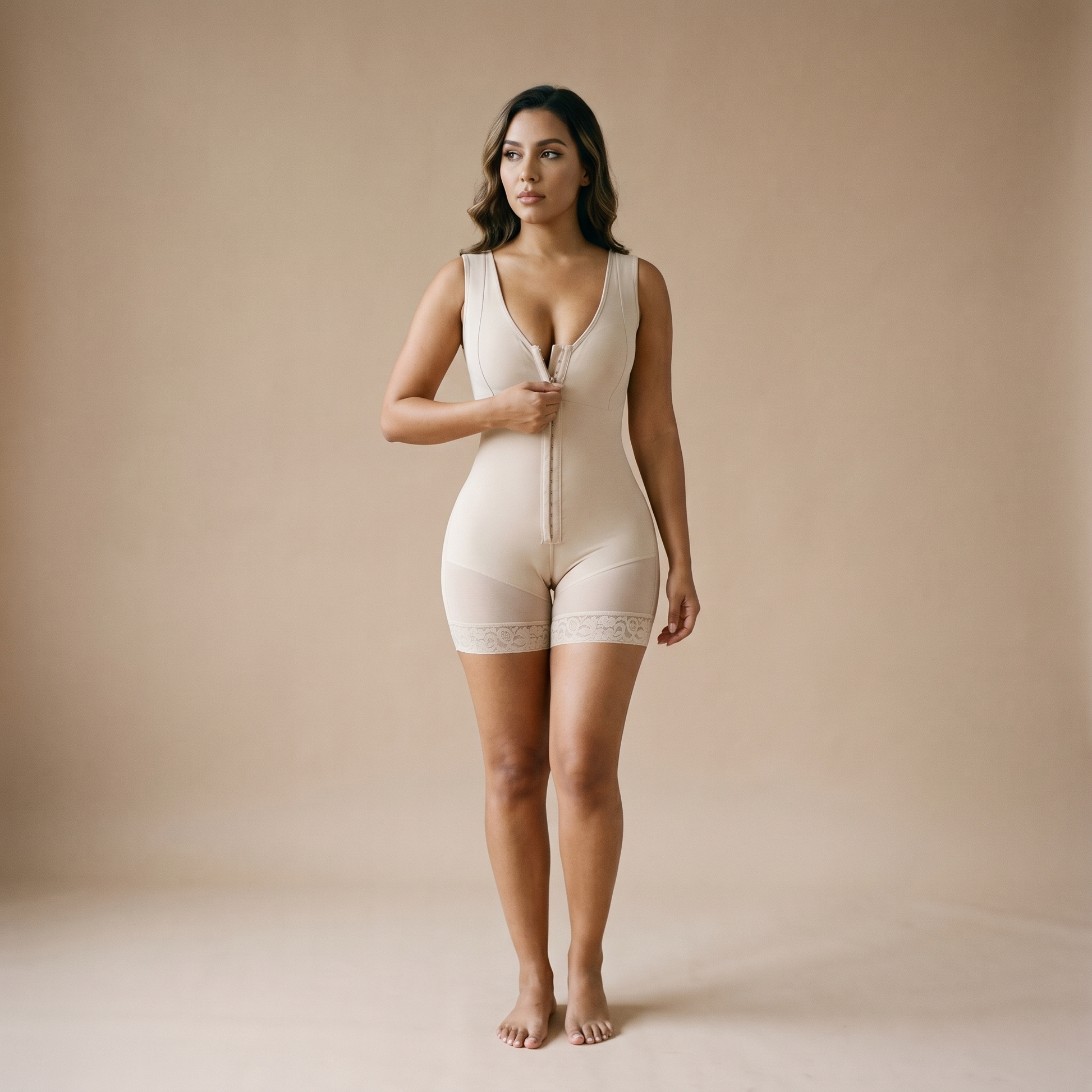 Gaine Sculptante Zippée - photo ultraréaliste mannequin - gaine zippée beige - Silueta Parisienne